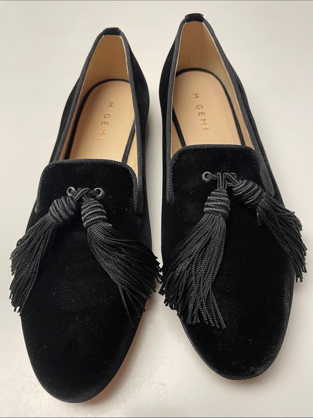 M Gemi Black Velvet Tassel Loafers - Women's Flats
